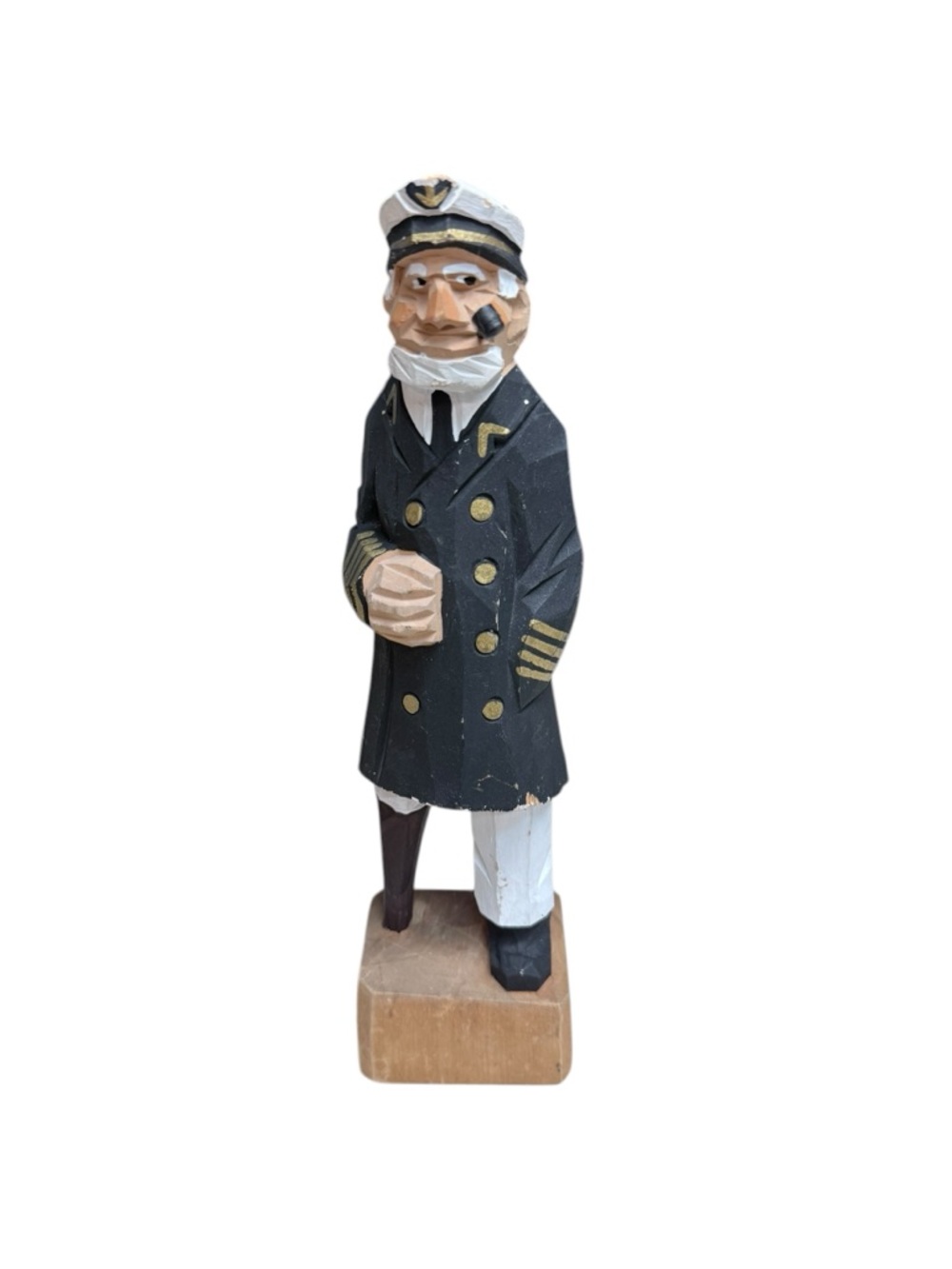Hand-Carved Nautical Captain Figurine